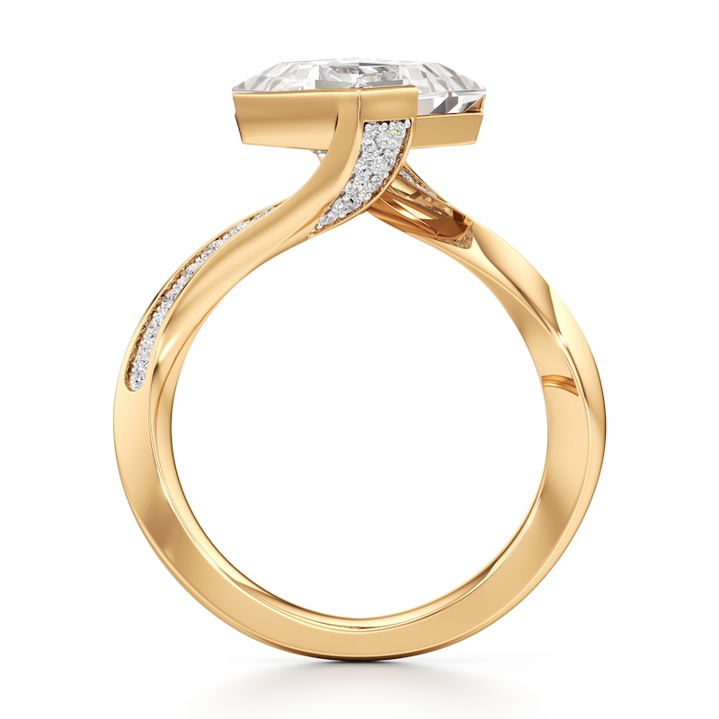 Main Image 2 of J'Lure Carre Step-Cut Lab-Grown Diamond Bypass Engagement Ring 3-1/3 ct tw 18K Yellow Gold