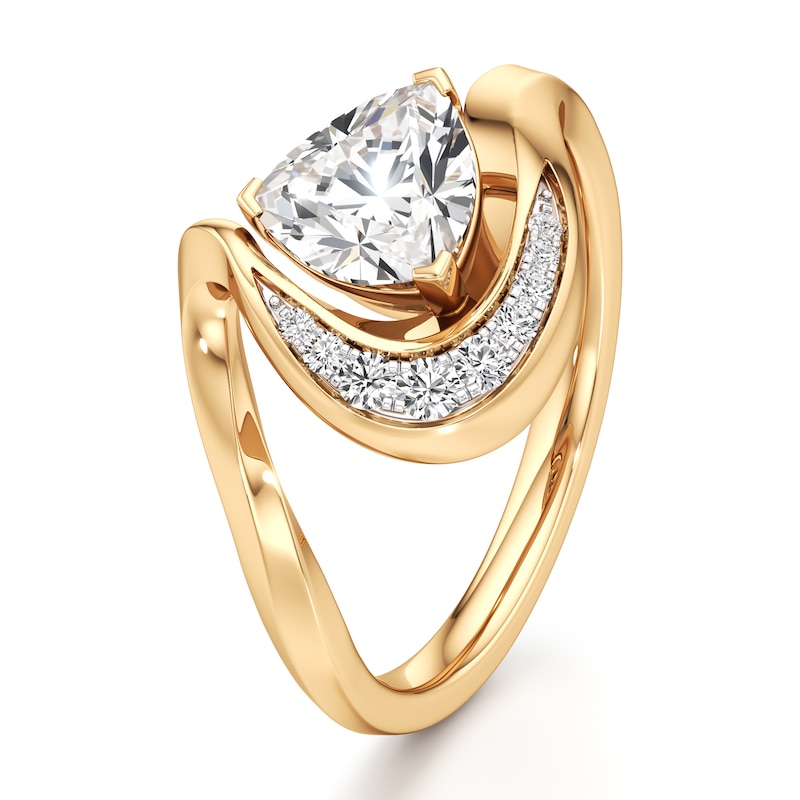 Main Image 4 of J'Lure Trillion Curved Brilliant-Cut Lab-Grown Diamond Engagement Ring 1 ct tw 18K Yellow Gold