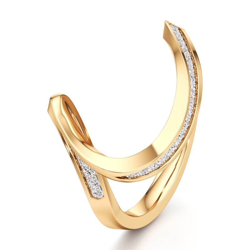 Main Image 4 of J'Lure Lab-Grown Diamond Contour Wedding Band 1/6 ct tw 18K Yellow Gold