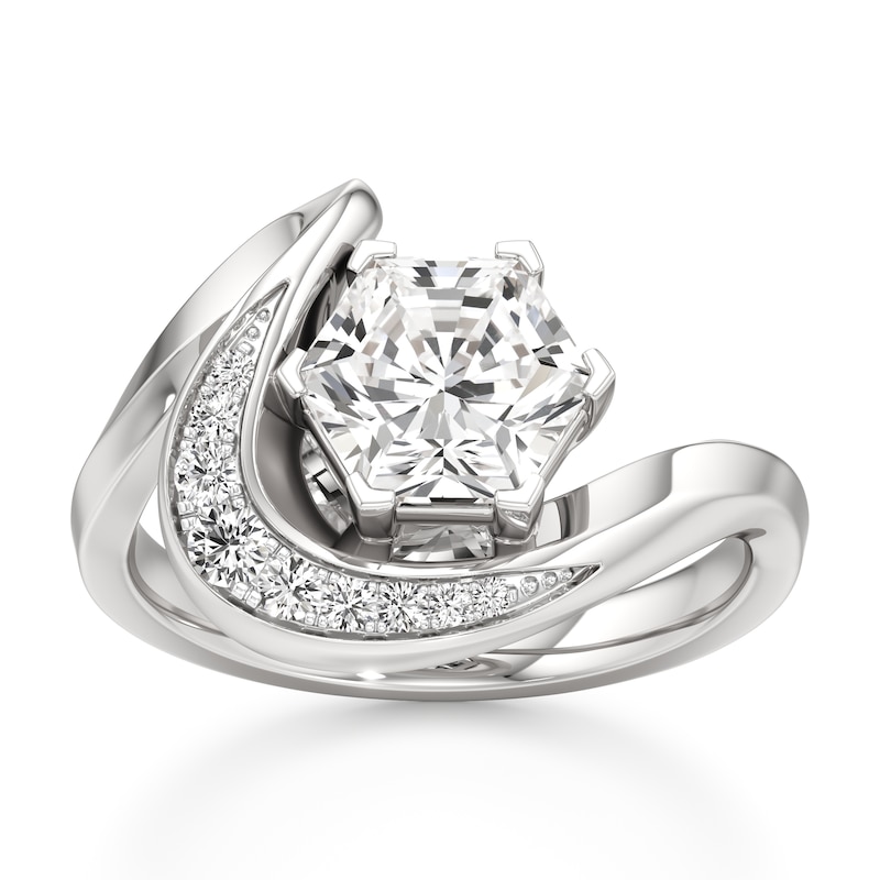 Main Image 1 of J'Lure Hexagon Brilliant-Cut Lab-Grown Diamond Engagement Ring 2 ct tw 18K White Gold