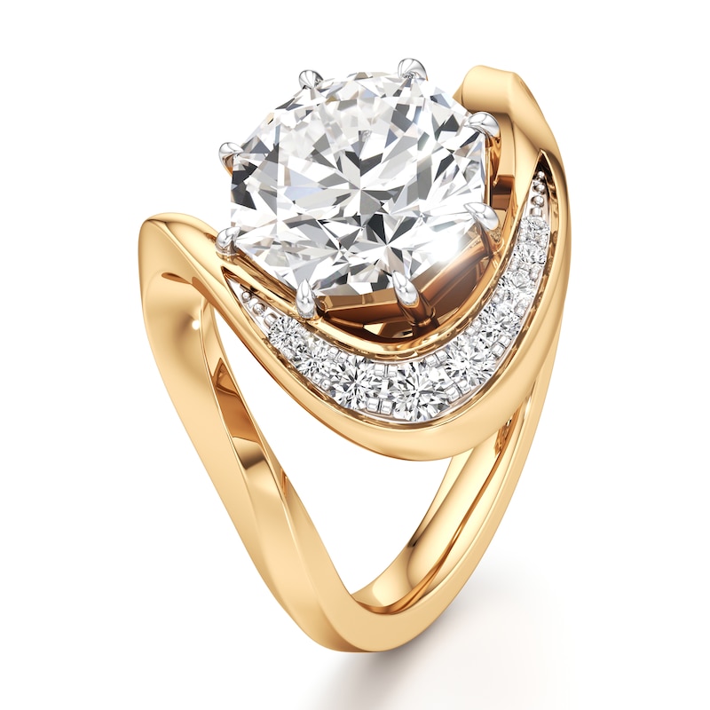 Main Image 4 of J'Lure Octagon Brilliant-Cut Lab-Created Diamond Engagement Ring 3 ct tw 18K Yellow Gold