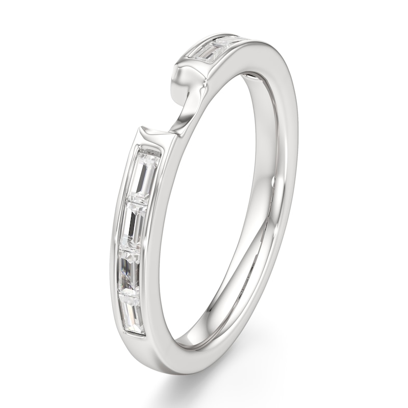 Main Image 4 of J'Lure Baguette-Cut Lab-Grown Diamond Contour Wedding Band 1/3 ct tw 18K White Gold