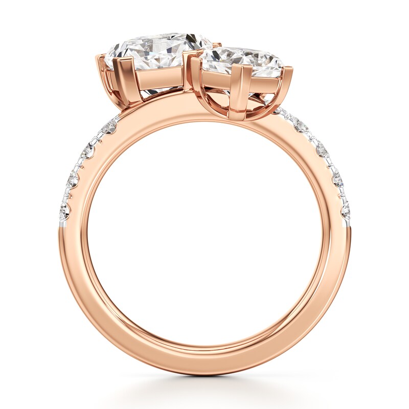 Main Image 2 of J'Lure Pentagon Brilliant-Cut Two-Stone Lab-Grown Diamond Engagement Ring 3-1/3 ct tw 18K Rose Gold