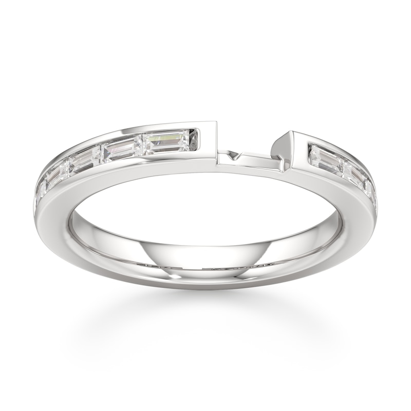 Main Image 1 of J'Lure Baguette-Cut Lab-Created Diamond Contour Wedding Band 3/8 ct tw 18K White Gold