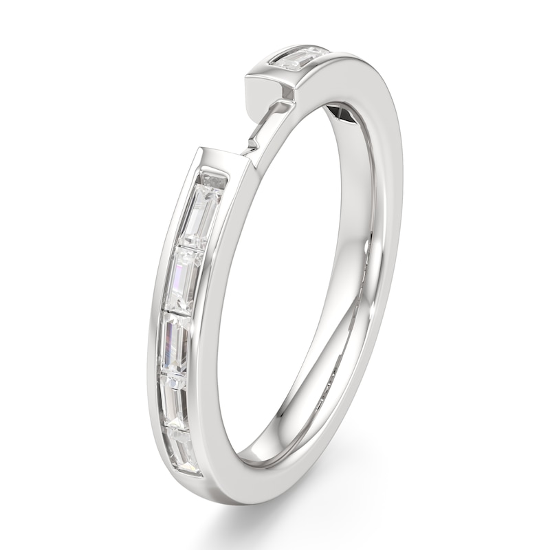 Main Image 4 of J'Lure Baguette-Cut Lab-Created Diamond Contour Wedding Band 3/8 ct tw 18K White Gold