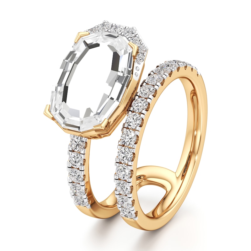 Main Image 4 of J'Lure Oval Portrait-Cut Lab-Grown Diamond Spiral Engagement Ring 3-5/8 ct tw 18K Yellow Gold