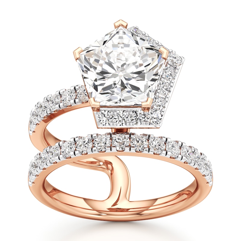Main Image 1 of J'Lure Pentagon Brilliant-Cut Lab-Grown Diamond Spiral Engagement Ring 3-7/8 ct tw 18K Rose Gold