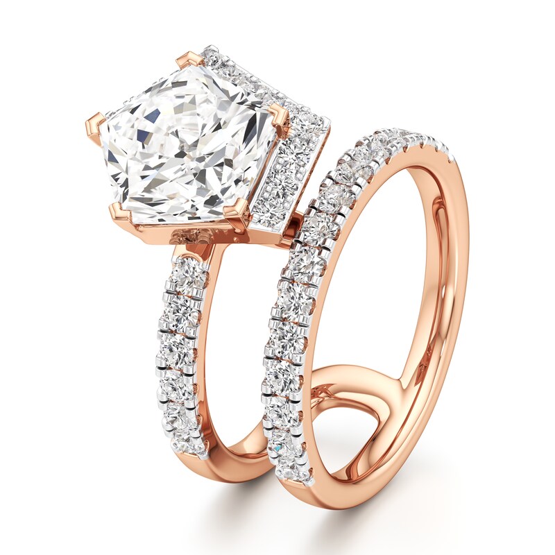 Main Image 4 of J'Lure Pentagon Brilliant-Cut Lab-Grown Diamond Spiral Engagement Ring 3-7/8 ct tw 18K Rose Gold