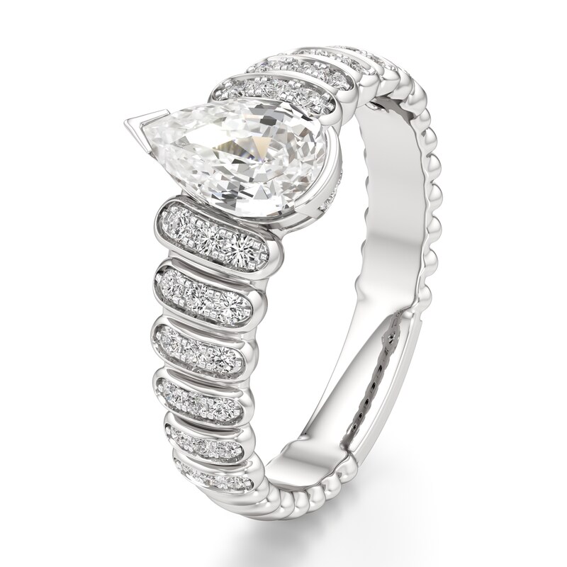 Main Image 4 of J'Lure Pear Step-Cut Lab-Grown Diamond Engagement Ring 1-1/4 ct tw 18K White Gold
