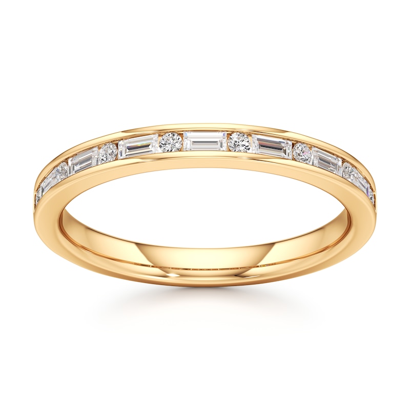Main Image 1 of J'Lure Baguette & Round-Cut Lab-Grown Diamond Wedding Band 1/3 ct tw 18K Yellow Gold