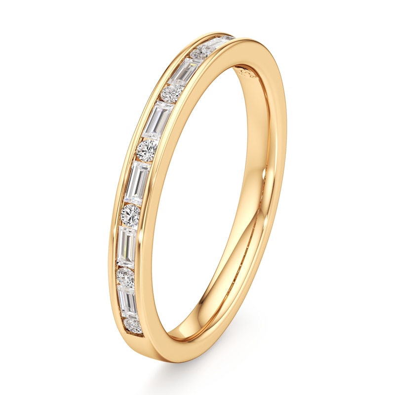 Main Image 4 of J'Lure Baguette & Round-Cut Lab-Grown Diamond Wedding Band 1/3 ct tw 18K Yellow Gold