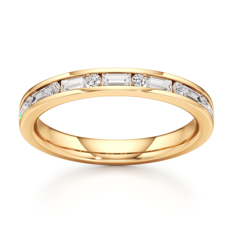 Main Image 1 of J'Lure Baguette & Round-Cut Lab-Grown Diamond Wedding Band 3/8 ct tw 18K Yellow Gold