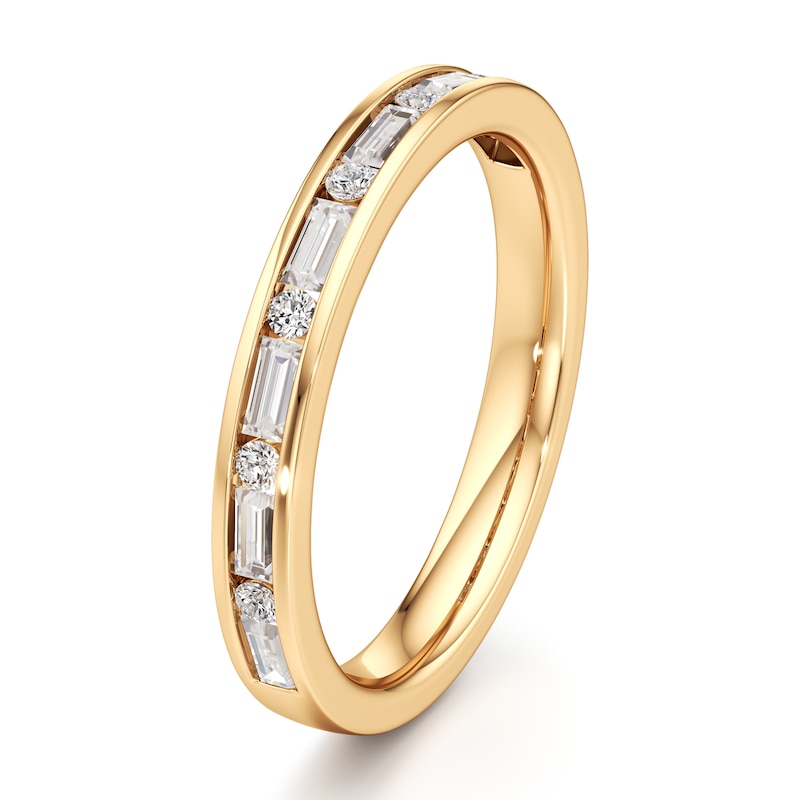 Main Image 4 of J'Lure Baguette & Round-Cut Lab-Grown Diamond Wedding Band 3/8 ct tw 18K Yellow Gold