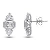 Thumbnail Image 1 of J'Lure Imperial Emerald Step-Cut & Trillion Curved Brilliant-Cut Lab-Grown Diamond Stud Earrings 3-1/8 ct tw 14K White Gold