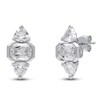 Thumbnail Image 2 of J'Lure Imperial Emerald Step-Cut & Trillion Curved Brilliant-Cut Lab-Grown Diamond Stud Earrings 3-1/8 ct tw 14K White Gold