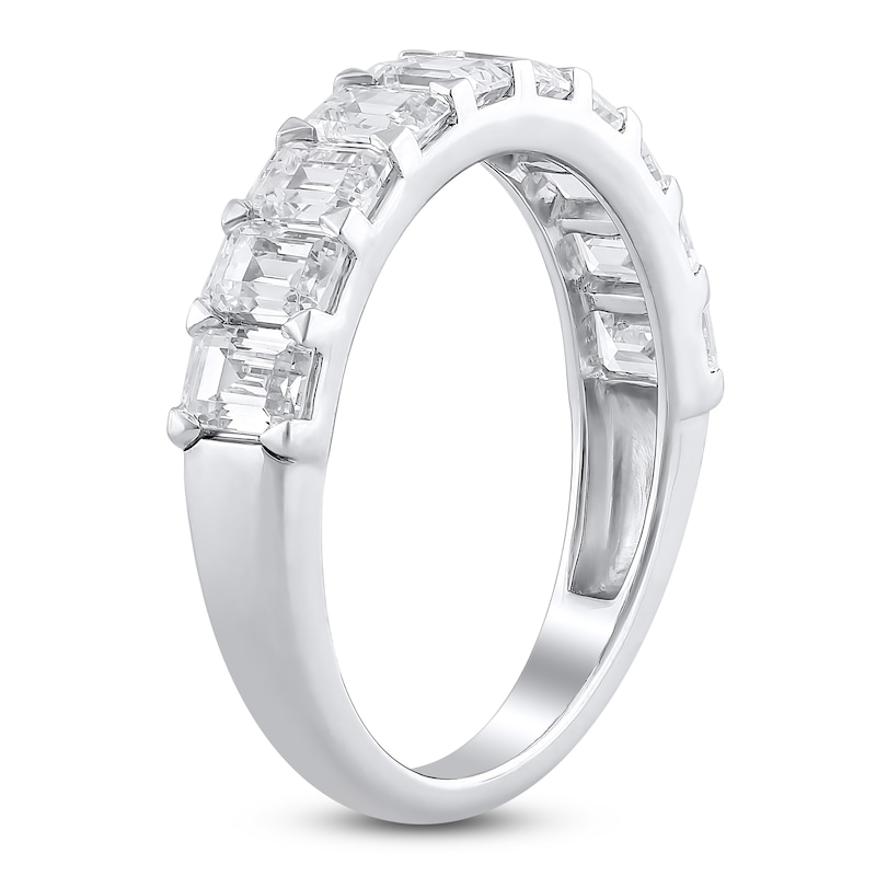 Main Image 2 of Emerald-Cut Lab-Grown Diamond Anniversary Ring 2 ct tw 14K White Gold