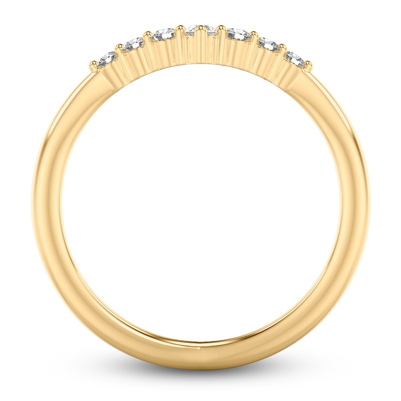 Main Image 3 of ArtCarved Pear-Shaped & Round-Cut Diamond Contour Anniversary Ring 1/6 ct tw 14K Yellow Gold