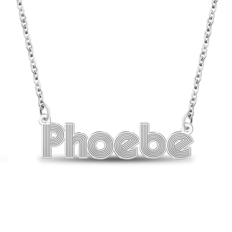 Main Image 1 of Retro Name Necklace 14K White Gold 18"