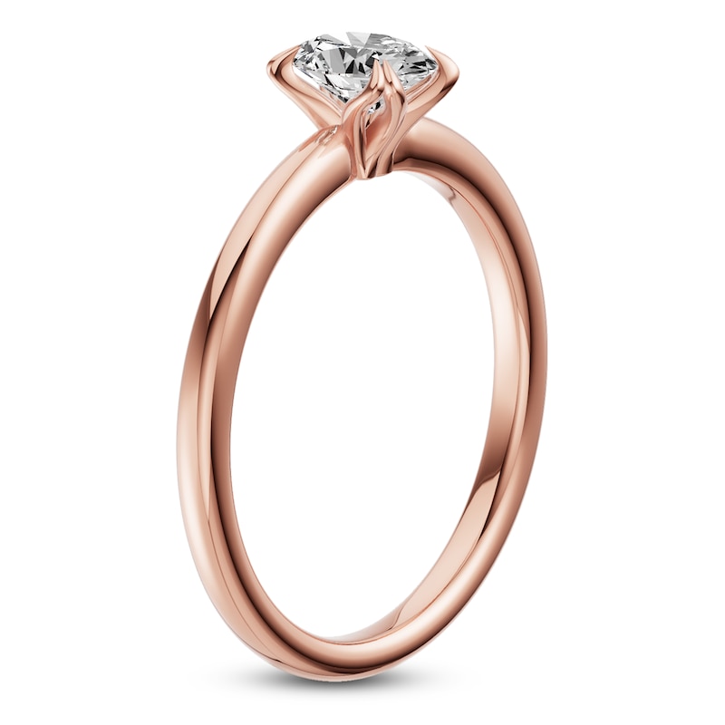 Main Image 2 of Certified Oval-Cut Diamond Solitaire Engagement Ring 1/2 ct tw 14K Rose Gold (I1/I)