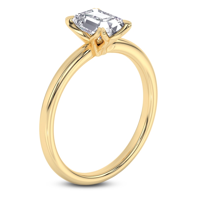 Main Image 2 of Certified Emerald-Cut Diamond Solitaire Engagement Ring 1 ct tw 14K Yellow Gold (I1/I)