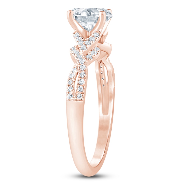 Main Image 2 of Oval-Cut Lab-Grown Diamond Braided Shank Engagement Ring 1 ct tw 14K Rose Gold