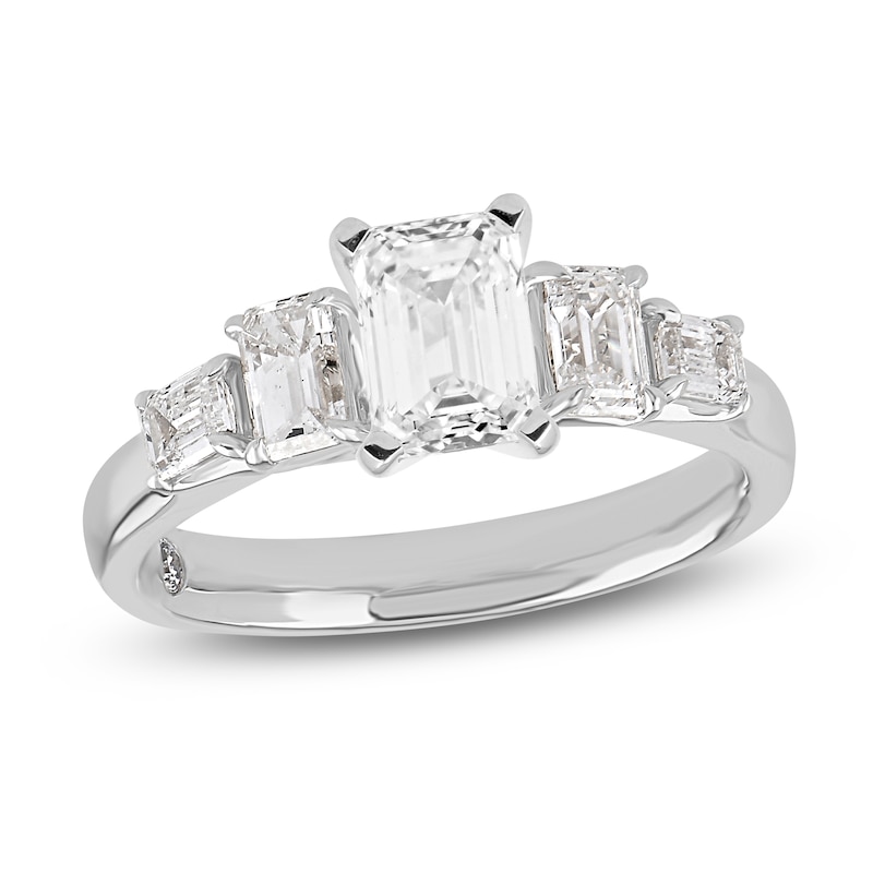 Main Image 1 of Storied Diamond Desert Sands of Eternity Emerald-Cut Five-Stone Engagement Ring 2 ct tw 18K White Gold