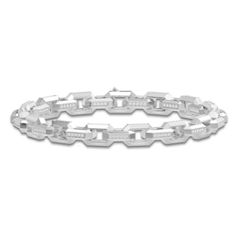Men's Diamond Geometric Link Bracelet 2 ct tw Sterling Silver 8"