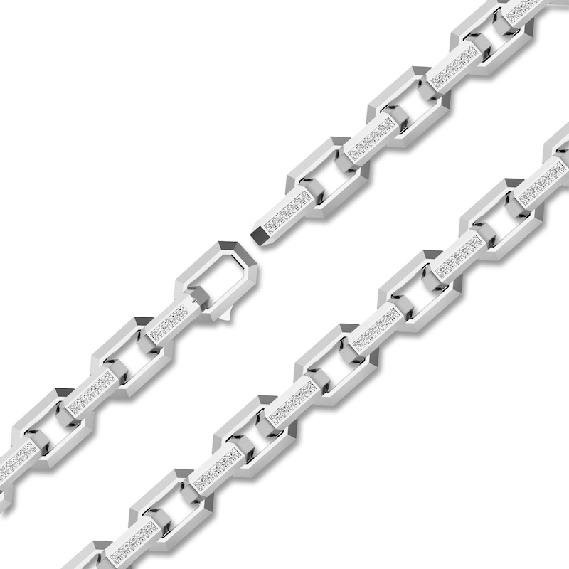 Main Image 2 of Men's Diamond Geometric Link Bracelet 2 ct tw Sterling Silver 8"