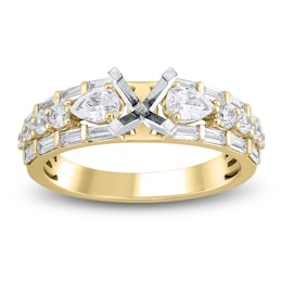 Pear, Round & Baguette-Cut Lab-Grown Diamond Engagement Ring Setting 1 ct tw 14K Yellow Gold