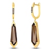 Thumbnail Image 2 of Le Vian Silhouette Elongated Shield-Cut Chocolate Quartz Dangle Hoop Earrings 1/20 ct tw Diamonds 14K Honey Gold