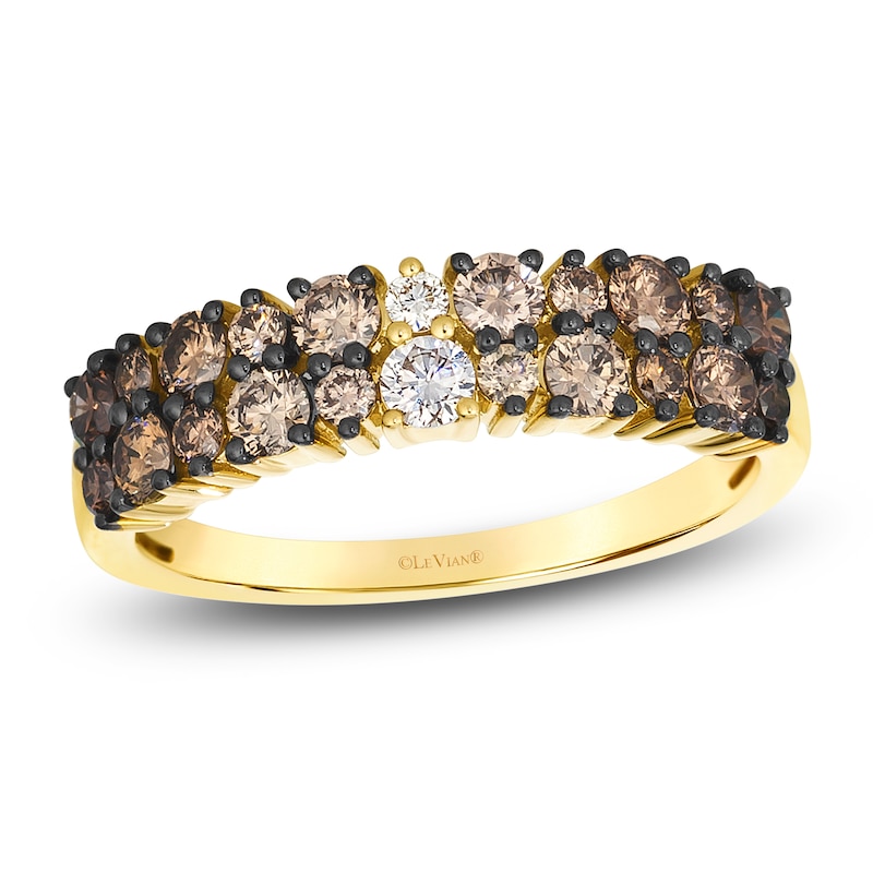 Main Image 1 of Le Vian Chocolate Ombré Diamond Two-Row Ring 1 ct tw 14K Honey Gold