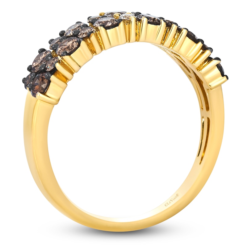 Main Image 2 of Le Vian Chocolate Ombré Diamond Two-Row Ring 1 ct tw 14K Honey Gold