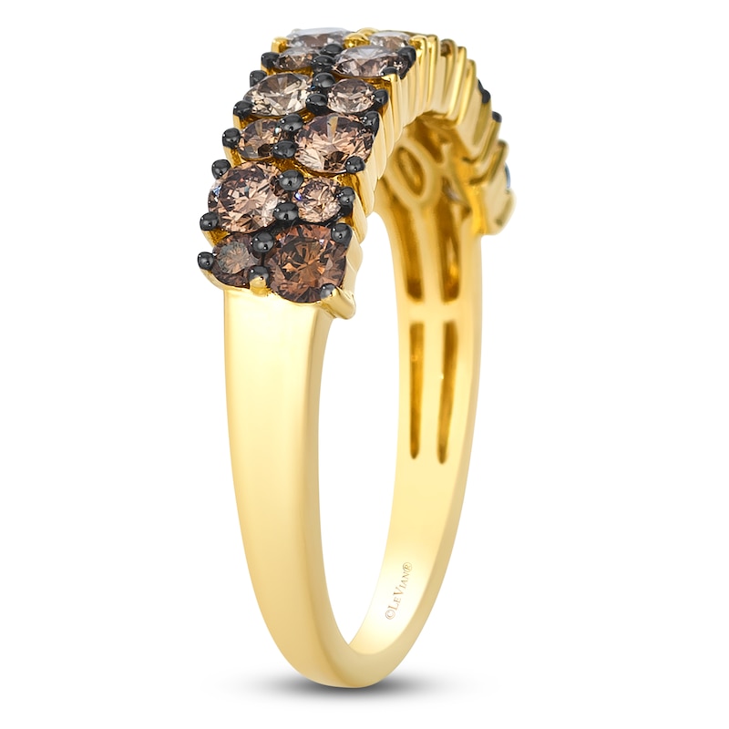 Main Image 3 of Le Vian Chocolate Ombré Diamond Two-Row Ring 1 ct tw 14K Honey Gold