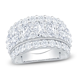 Oval & Round-Cut Lab-Grown Diamond Three-Row Anniversary Ring 4-1/4 ct tw 14K White Gold