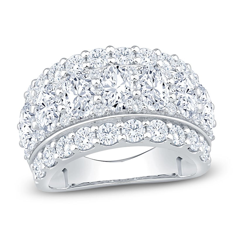 Main Image 1 of Oval & Round-Cut Lab-Grown Diamond Three-Row Anniversary Ring 4-1/4 ct tw 14K White Gold