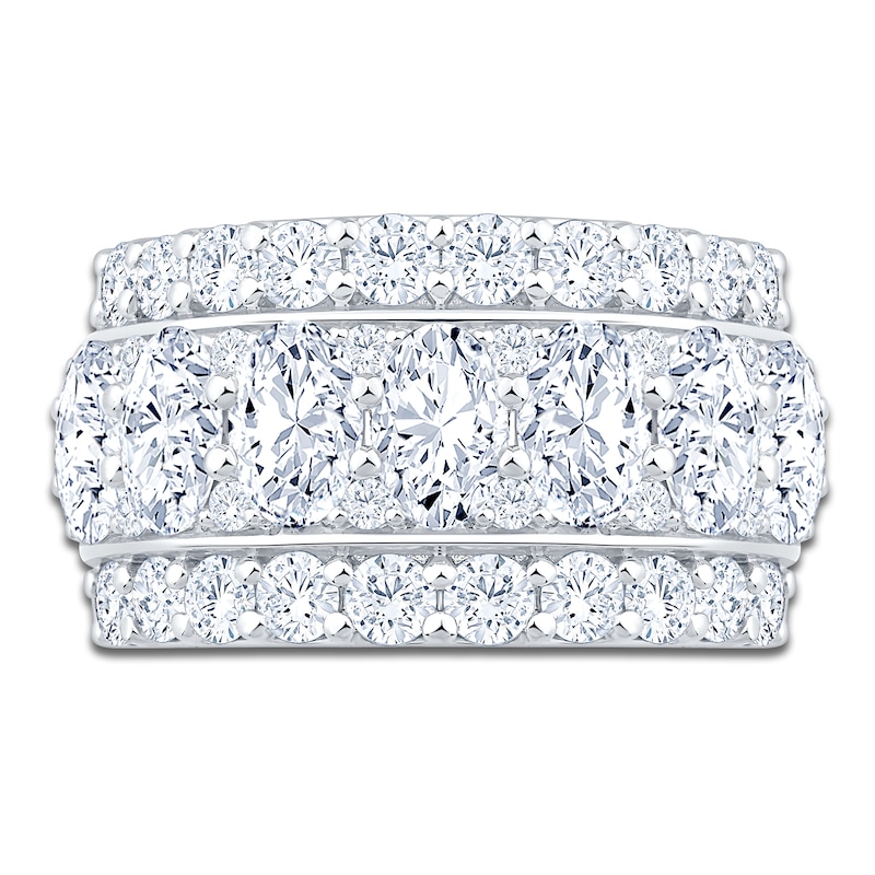Main Image 3 of Oval & Round-Cut Lab-Grown Diamond Three-Row Anniversary Ring 4-1/4 ct tw 14K White Gold
