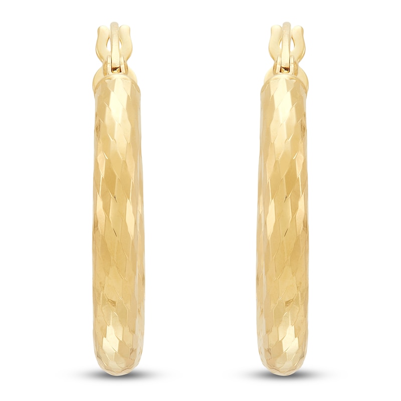 Main Image 1 of Diamond-Cut Hoop Earrings 14K Yellow Gold 15mm