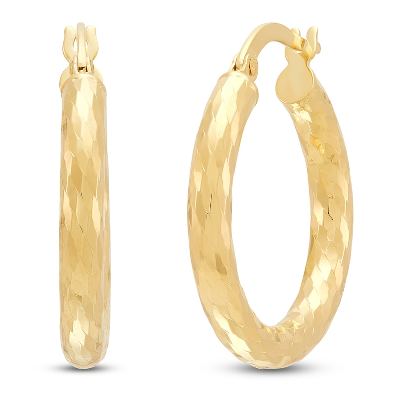 Main Image 2 of Diamond-Cut Hoop Earrings 14K Yellow Gold 15mm