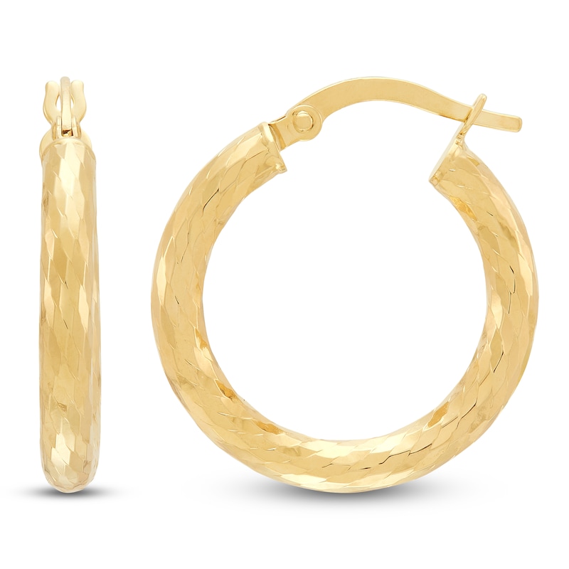 Main Image 3 of Diamond-Cut Hoop Earrings 14K Yellow Gold 15mm