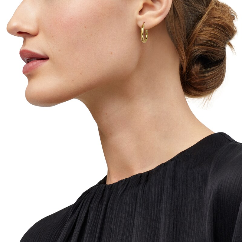 Main Image 4 of Diamond-Cut Hoop Earrings 14K Yellow Gold 15mm
