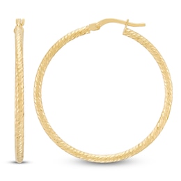 Diamond-Cut Hoop Earrings 10K Yellow Gold 30mm