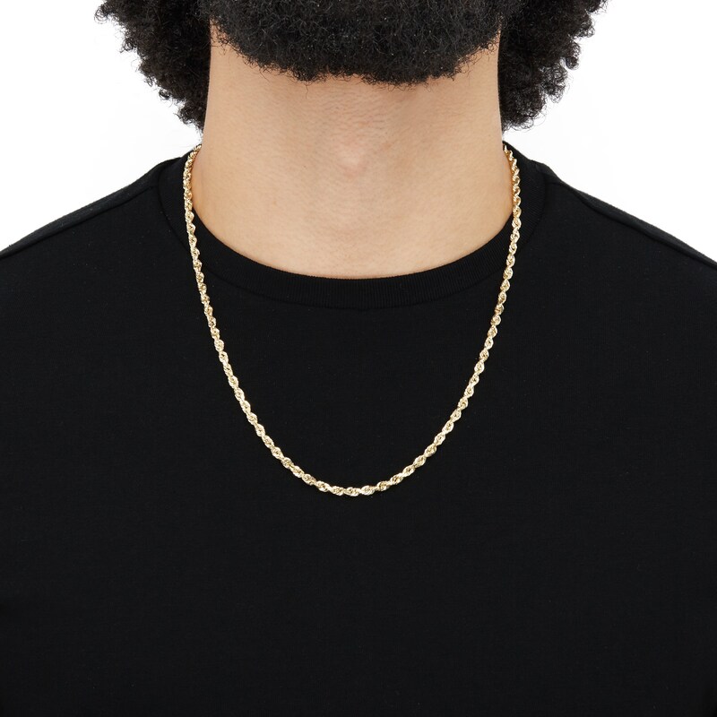 Main Image 3 of Glitter Rope Chain 3.3mm Solid 14K Yellow Gold 22"