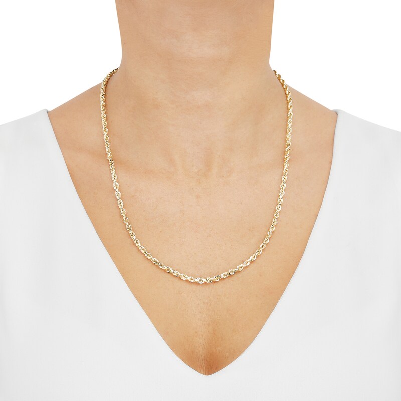 Main Image 4 of Glitter Rope Chain 3.3mm Solid 14K Yellow Gold 22"