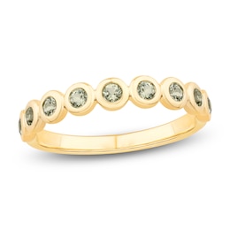 Bezel-Set Natural Peridot 2mm Stackable Ring 14K Yellow Gold