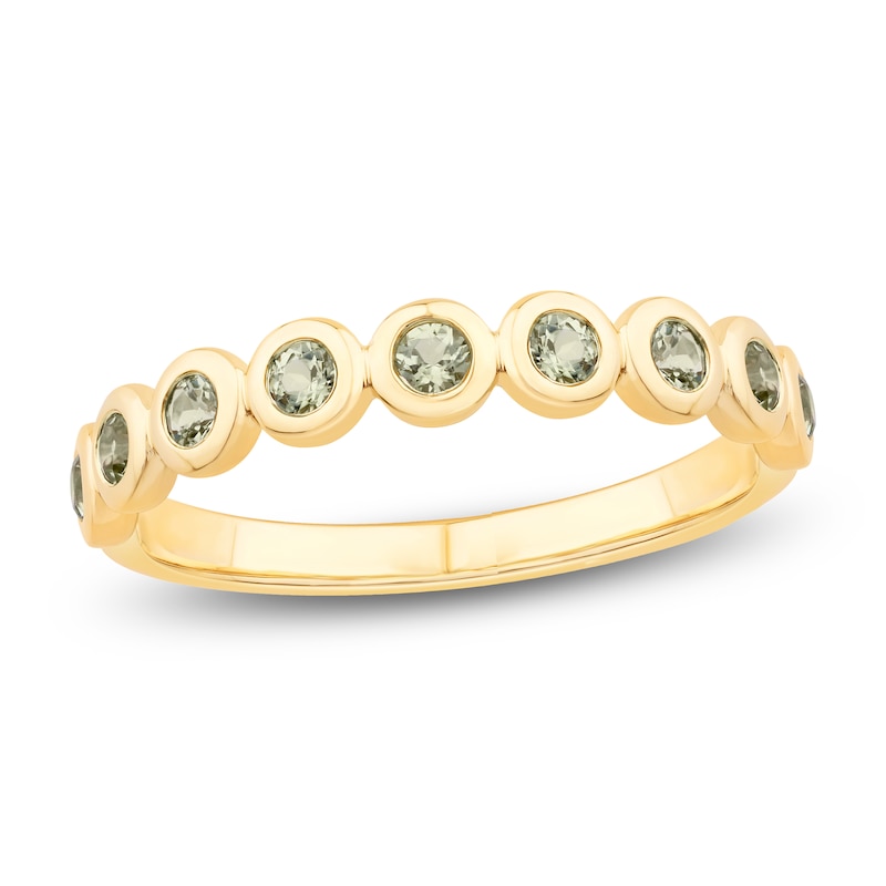 Main Image 1 of Bezel-Set Natural Peridot 2mm Stackable Ring 14K Yellow Gold