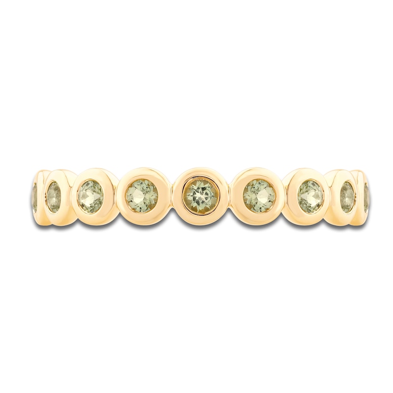 Main Image 3 of Bezel-Set Natural Peridot 2mm Stackable Ring 14K Yellow Gold