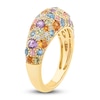 Thumbnail Image 2 of Natural Amethyst, Citrine, Peridot, Pink Sapphire, Swiss Blue Topaz & Diamond Pavé Domed Ring 1/5 ct tw 14K Yellow Gold