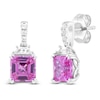 Thumbnail Image 2 of Square Emerald-Cut Pink & White Lab-Created Sapphire Drop Earrings Sterling Silver