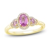 Thumbnail Image 1 of Oval & Round-Cut Natural Pink Sapphire & Diamond Ring 1/10 ct tw 10K Yellow Gold