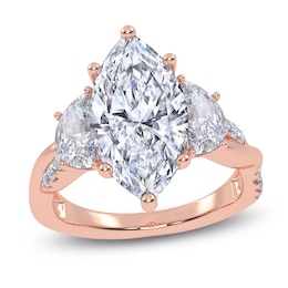 Marquise-Cut & Half Moon-Shaped Lab-Grown Diamond Three-Stone Engagement Ring 4 ct tw 14K Rose Gold